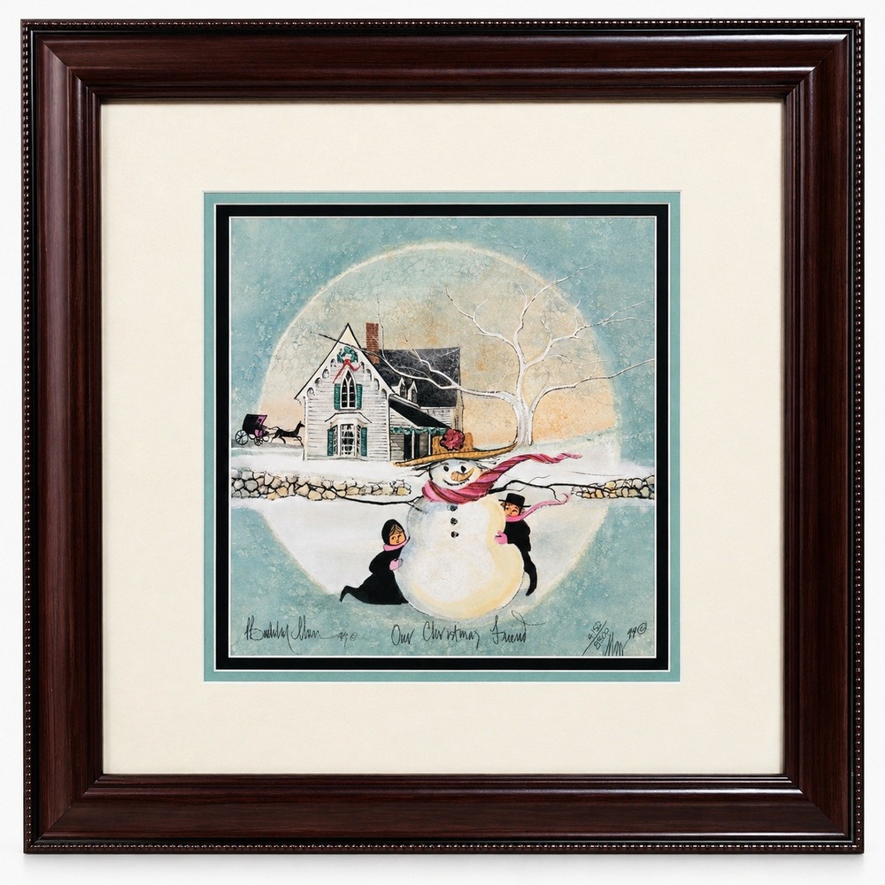 P Buckley Moss Our Christmas Friend Signed 4152/8500 1999 Framed Holiday Print